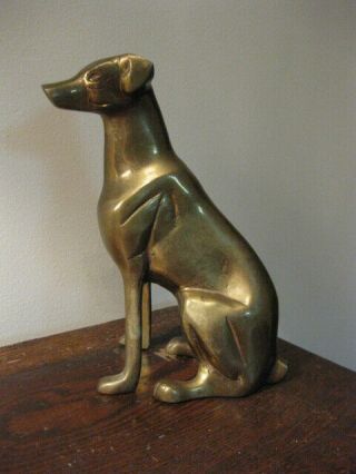 Vintage? Brass Metal Dog Animal Figurine Paperweight 6.  5 "