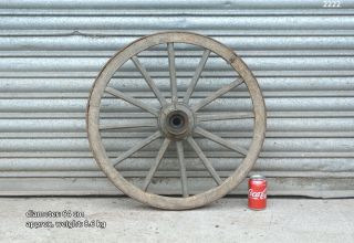 Vintage Old Wooden Cart Wagon Wheel / 64 Cm / 8.  6 Kg - Delivery