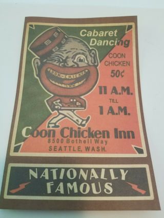 Coon Chicken Inn Menu Black Americana History Seattle Restaurant