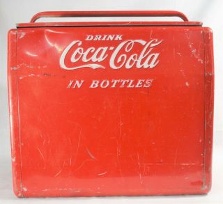 Vintage Coca - Cola Embossed Metal Cooler Drink Coca Cola In Bottles 3