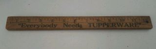 Vintage Tri - Fold TUPPERWARE Advertising WOODEN RULER Folds Out To 36 