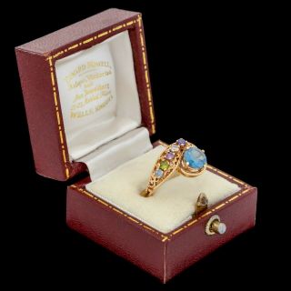 Antique Vintage Deco Mid Century 14k Gold Spinel Sapphire Aquamarine Ring S 5.  75