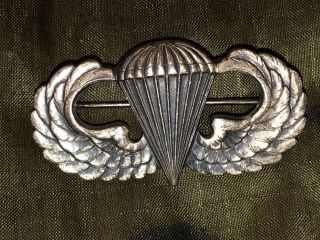 Ww2 Us Army Paratrooper Jump Wings Sterling Pin - Back Wwii,  Airborne