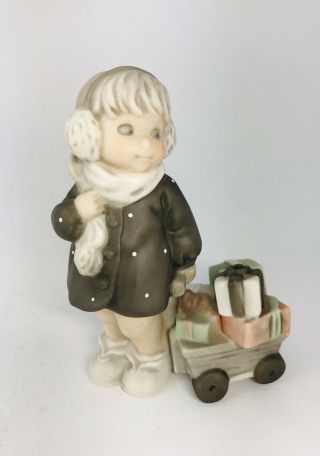 1996 Kim Anderson Verkerke Figurine Girl With Doll Toy Wagon Gifts 184721