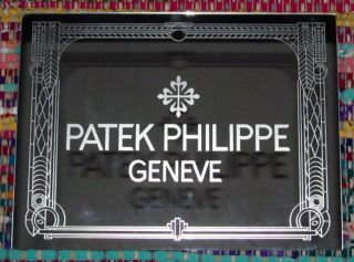 Art Deco Patek Philippe Geneve Watch Glass Advertising Mirror Display Shop Sign