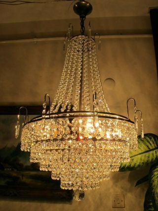 Antique Vnt.  Rare Austria Real Swarovski Crystal Chandelier Light 1960 