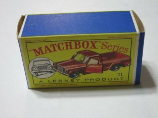 Matchbox Lesney 1964 - 71b Jeep Gladiator Pickup Empty Box