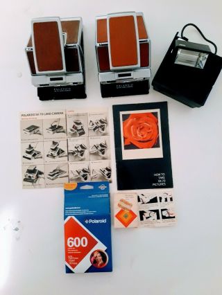 2 Vintage Polaroid Sx - 70 Land Camera With Accessories.