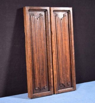 Antique French Gothic Revival Panels in Oak Wood Salvage w/Linen Fold Carvings 3