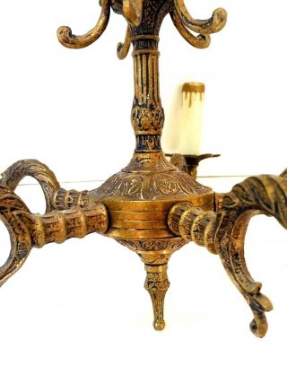 Antique French Style Brass 5 Arm Chandelier Lighting Fixture 3