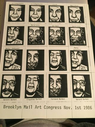 Buz Blurr Mail Art 3 Pages Postage Stamps 1986 Brooklyn Mail Art