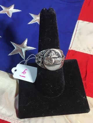 World War 2 Ww2 Wwii United States Army Tank Us Army Sterling Silver Ring 6