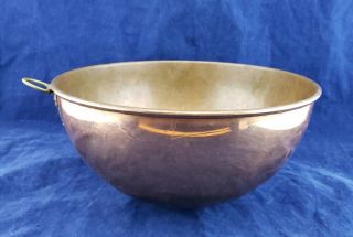 Large Vintage Copper Mixing Bowl Made In Korea Brass Ring Handle 10 1/2 "