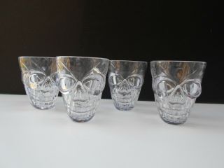 Skull Shot Glass Set - 4 Pack Halloween Shot Glasses 2 Sided In Package