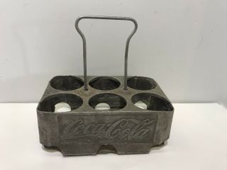 Vintage Coca Cola Coke Aluminum Metal 6 - Pack Bottle Holder Drink Carrier Caddy