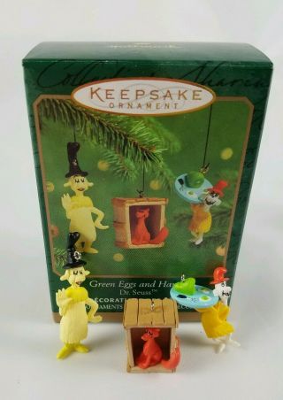 Hallmark Keepsake Ornament Miniature Set Of 3 Green Eggs And Ham Dr.  Seuss 2000