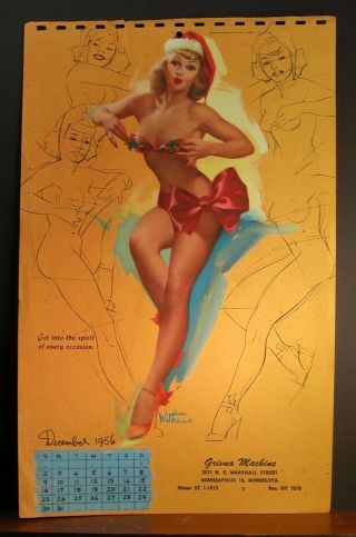 Ted Withers Calendar Page December 1956 Get In The Spirit Griuna Minneapolis