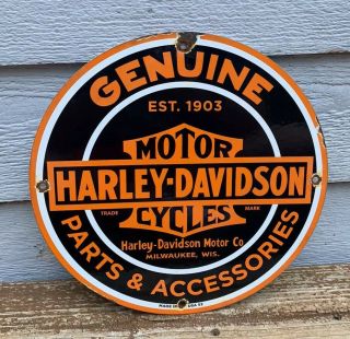 Vintage 1952 Harley Davidson Motorcycle Porcelain Gas Station Pump Sign