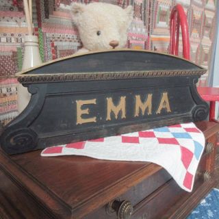 Very Rare Antique Victorian Wooden Emma Sign 19th Century House,  Stable,  Door?