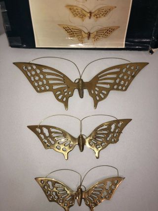 Vintage Solid Brass Butterfly Wall Decor Set Of 3 Butterflies