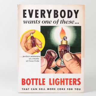 Vintage 1950 ' s COCA - COLA Cardboard Sign Bottle Lighters 12x16 Poster 3