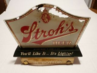Vintage Strohs Beer Sign Back Painted Glass Price Brothers Advertising Display