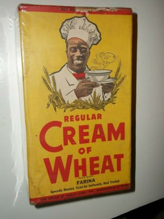 1943 Cream Of Wheat Farina Cereal Box Rastus Negro Chef Black Americana Empty
