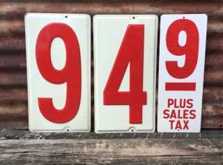 3 Vintage Metal Gas Station Price Number Signs 94 Cents Gasoline Sign