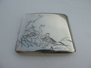 Lovely Decorative Japanese Antique Sterling Silver 950 Cigarette Vesta Card Case