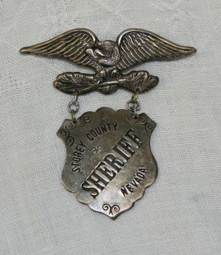 Vintage Obsolete Silver Storey County Nevada Sheriff Badge