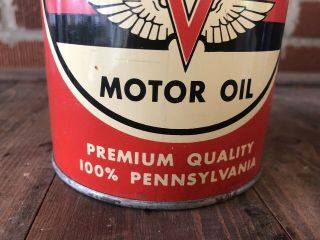 Vtg VEEDOL 100 Pennsylvania Motor Oil 1 Quart Oil Can Tin Full Tidewater Oil Co 3