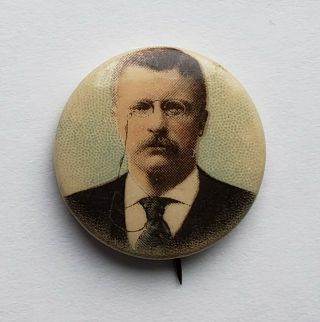 1904 Teddy Theodore Roosevelt Pinback Button Political Campaign Badge Pin Photo