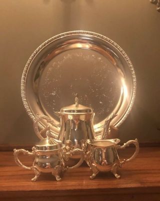 Godinger Silverplate Art Co Ltd Silver Plated 4 Pc Tea Coffee Set Tray Miniature