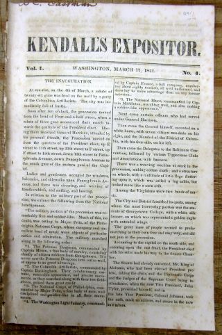 1841 Display Newspaper Inauguration Of Whig William Henry Harrison As President