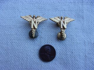 Ww2 Us Army Nurse Officer Collar Insignia - - Matched Pair