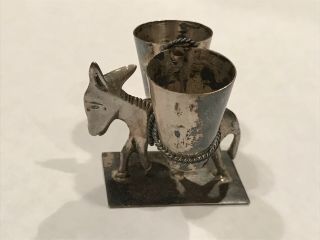 Vintage Mexico Sterling Silver " Donkey " Double Toothpick Holder