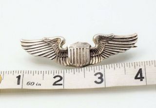 WW2 STERLING SILVER AMCRAFT AAF PILOT ' S WINGS LARGE 3 