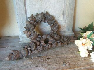Antique French Carved Roses Ribbon Wood.  Architectural Salvage Pediment 19th