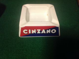 Vintage 60s Cinzano Vermouth Square White Ceramic Ashtray Made In Italy B