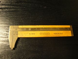 Vintage Stanley No 136 1/2 Gauge Ruler Wood And Brass
