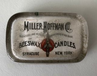 Vtg White Back Glass Advertising Paperweight - Miller,  Hoffman Co.  – Syracuse,  Ny