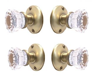 Crystal Glass Door Knobs For French Doors - Universal Dummy/faux Antique Brass