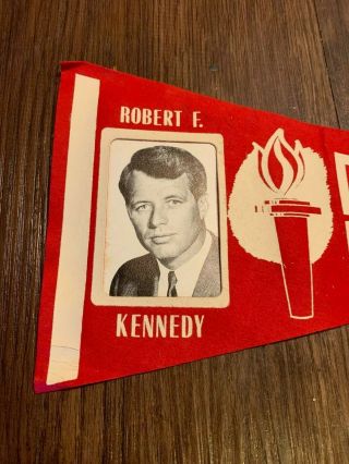 Vintage 1968 Robert F.  Kennedy RFK Presidential Campaign Photo Pennant w/ Ties 2