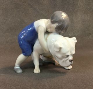 Bing & Grondahl 1790 Boy With Bulldog Figurine