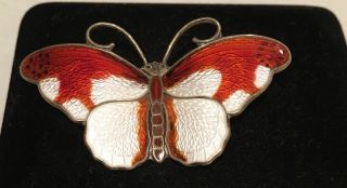 Norway 925s Sterling Silver Enamelled Butterfly Brooch By Hroar Prydz.
