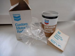 Chevron Custom Motor Oil Can Radio Promotional N.  I.  B.  Vintage 60s - 70s.  W/box