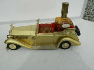 Vintage Rolls Royce Gold Color Metal Car Scotch Dispenser Decanter Set (6 Shots)