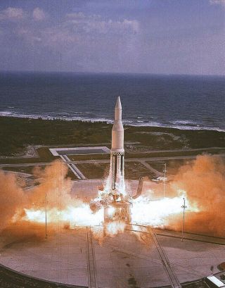 Sa - 1 / Nasa 4x5 Color Transparency - First Saturn Rocket Launch In 1961
