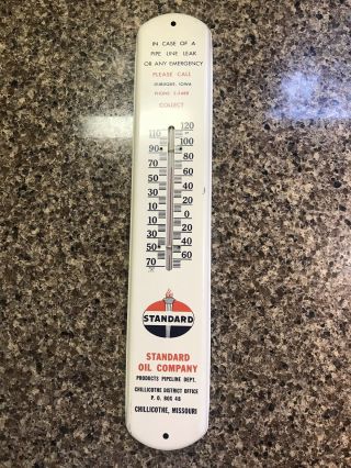 Vintage Metal Standard / Amoco Gas & Oil Co In Iowa Advertising Thermometer