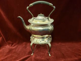 James Deakin & Sons Jd & S Silver Plated Tea Kettle With Stand And Burner M3919